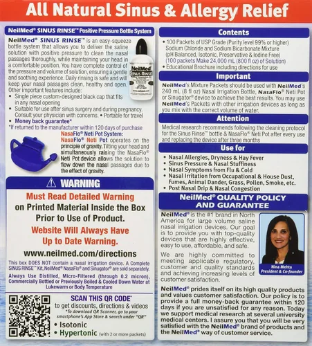 Vista 2 de NeilMed Sinus Rinse 100 paquetes premezclados – Riego nasal natural para alivio sinusal, hidratación e higiene diaria – Sin medicamentos, sin