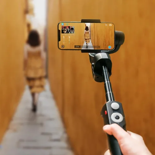 Vista 2 de MOZA Mini S cardán estabilizador de mano extensible de 3 ejes con reproducción rápida, zoom de un botón, lapso de tiempo, seguimiento de objetos