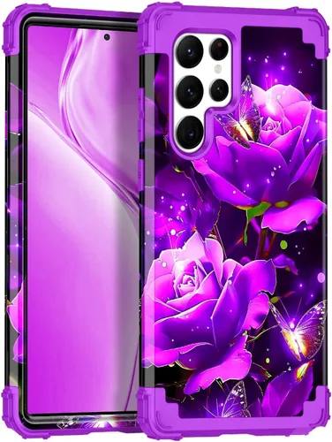 Vista 57 de Miqala Funda para Galaxy S21 FE 5G, brilla en la oscuridad, tres capas, resistente, protección a prueba de golpes, parachoques de plástico