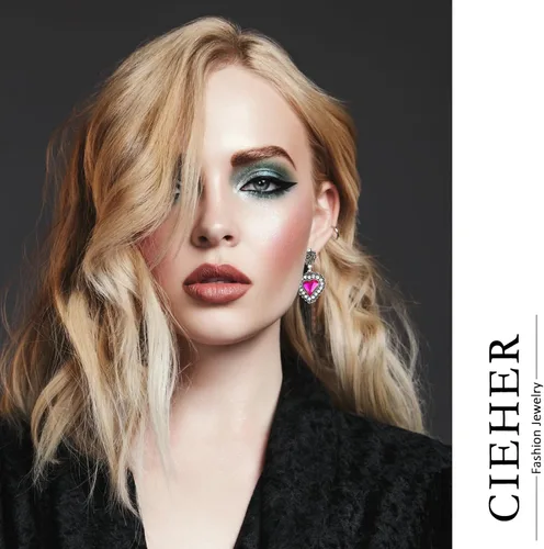 Vista 8 de CIEHER Aretes colgantes de piedra de imitación para mujer, aretes colgantes de champán para mujer, aretes colgantes rectangulares para mujeres