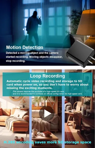 Vista 6 de TOQI 4K Cámaras inalámbricas Mini pequeña toma de pared de seguridad WiFi cámara interior para seguridad del hogar 【Actualizado】 (CAM) no soporta 5G