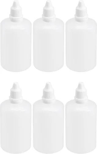 Vista 5 de [6 botellas de plástico con cuentagotas de 1.7 onzas líquidas/1.7 onzas líquidas, con tapa blanca, botellas vacías exprimibles de líquido