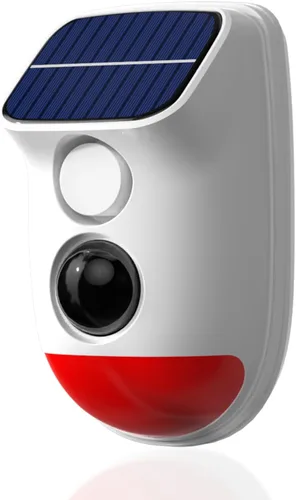 Vista 10 de Alarma Solar con Sensor de Movimiento - Sirena de Seguridad Impermeable IP65 de 120dB con Control Remoto y Luz Estroboscópica, 3 Modos