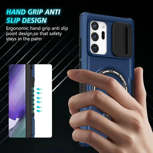 Vista 9 de Funda magnética para Samsung Galaxy Note 20 Ultra, soporte para teléfono, funda protectora mate a prueba de golpes, funda protectora para teléfono