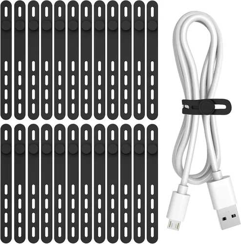 Vista 17 de Donruby 30 bridas de silicona para cables, correas organizadoras de cables Verde claro
