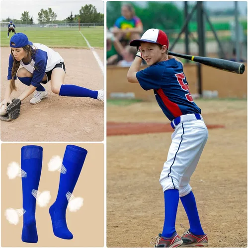 Vista 5 de ROLVNHTV 6 pares de calcetines de béisbol juveniles y cinturón ajustable de sóftbol y calcetines de fútbol, cinturón elástico para niñas y niños