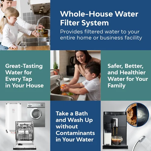 Vista 8 de Applied Membranes Inc. Sistema de filtro de agua de 2 etapas para toda la casa, 1 cartucho de filtro de carbono y 1 hierro, 4.5 x 10 pulgadas