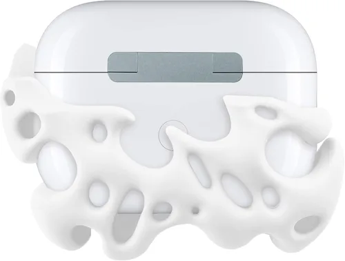 Vista 3 de Funda compatible con AirPods Pro 2, funda única de silicona suave 3D para AirPods Pro 2ª/1ª (2022/2019) (blanco)