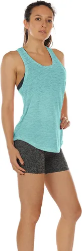 Vista 6 de icyzone - Camiseta de tirantes con espalda cruzada para mujer, camiseta atlética para hacer yoga, para correr, ir al gimnasio y ejercitar