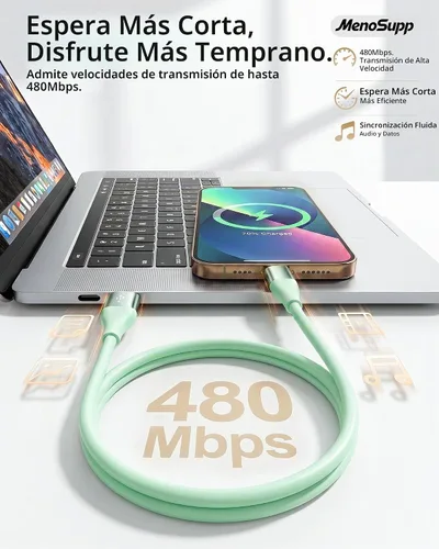 Vista 3 de Cargador para iPhone de carga rápida, paquete de 3 cables Lightning de 10 pies con certificación MFi MFi Certified Fast Charging for iPhone