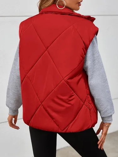 Vista 4 de MEROKEETY Chaleco acolchado de invierno para mujer 2024 con cuello alto, con cremallera, con bolsillos