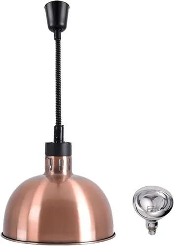 Vista 5 de Lámpara colgante de calor de alimentos infrarrojos Calentador de alimentos Fry Luz de calefacción 250W con cable retráctil (Dia25cm Negro))