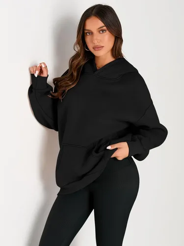 Vista 2 de EFAN - Sudadera con capucha para mujer - Sudadera de vellón sobredimensionada con mangas largas para otoño e invierno, ropa de moda inspirada