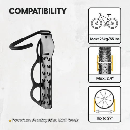Vista 3 de BikeHand - Soporte de pared para bicicleta, soporte vertical resistente para montaje en pared, para almacenamiento interior de cobertizo de garaje