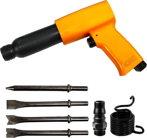 Vista 9 de Kit de martillo neumático, con cincel de aire de 4 piezas, herramienta de martillos neumáticos con reducción de vibración para trabajos metálicos