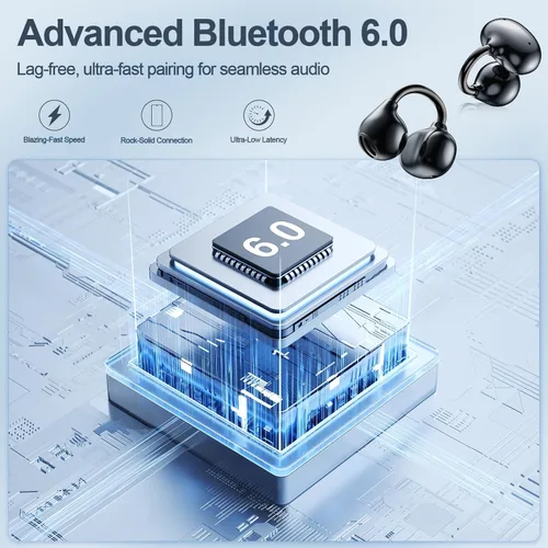 Vista 7 de Auriculares deportivos Bluetooth 6.0 con micrófono de conducción ósea, impermeables, IPX7, resistentes al sudor, para correr, ciclismo, sonido