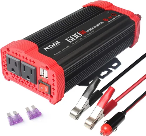 Vista 9 de NDDI 200W Inversor de corriente para automóvil 12V DC a 110V AC con adaptador de cargador USB rápido de 3.1A de doble puerto (Negro) 3.1A Dual USB