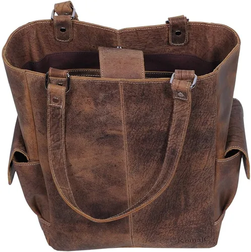 Vista 8 de KomalC Bolso de mano de cuero genuino suave Chicago Buff, elegante bolsa de hombro para comprador