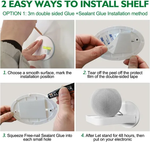 Vista 5 de Soporte de estante para enchufe, decoración de baño con gestión de cables integrada, una solución de ahorro de espacio para Homepod Mini, Google
