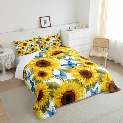 Vista 158 de Erosebridal Juego de edredón de hojas de cannabis, juego de ropa de cama de marihuana con estampado colorido de plantas, decoración bohemia de 2