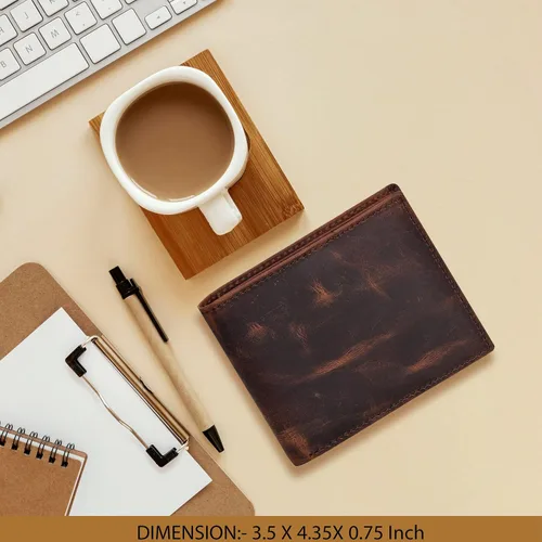 Vista 6 de Carteras RFID delgadas para hombres - Cartera de bolsillo frontal de piel genuina