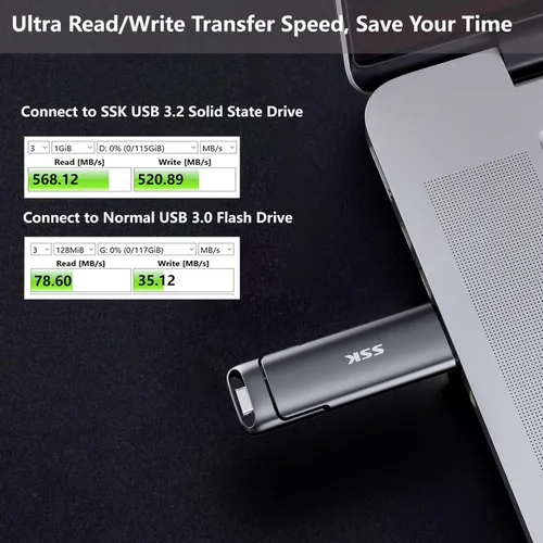Vista 6 de SSK Unidad USB de 256 GB con unidad SSD de 1 TB