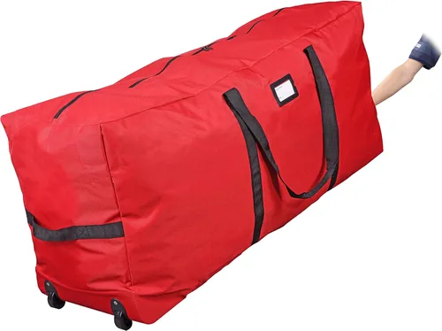 Vista 10 de ProPik Bolsa de almacenamiento rodante para árbol de Navidad, se adapta a árboles de vacaciones desmontados de hasta 7.5 pies de alto, 22" x 16" x