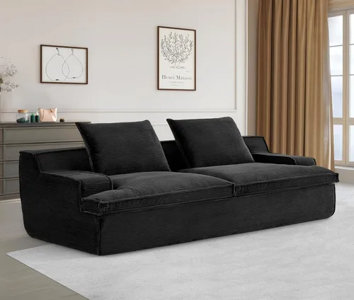 Vista 14 de Comfora Sofá de 4 plazas de gran tamaño, sofá de espuma completa para sala de estar con reposabrazos anchos, tapicería de pana suave, sofá