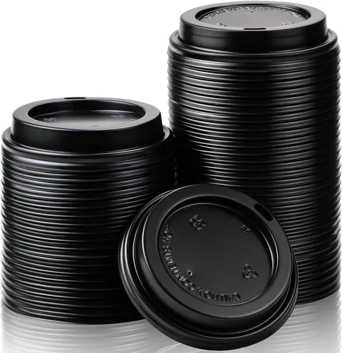 Vista 9 de Paquete de 100 tapas desechables negras para tazas de café, se