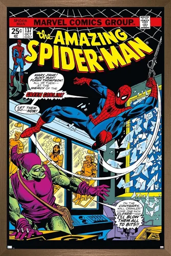 Vista 12 de Marvel Comics Spider-Man - Póster de pared Amazing Spider-Man #137, 22.4 pulgadas de largo x 14.7 pulgadas de ancho, versión enmarcada de madera