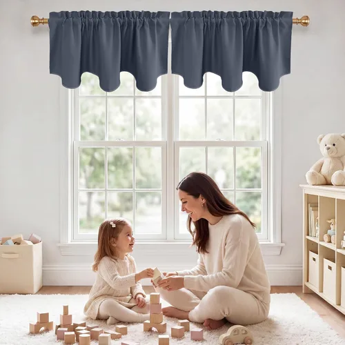 Vista 35 de NICETOWN Cenefa opaca para dormitorio festoneada con bolsillo para barra de 52 x 18 pulgadas, cortina de ventana para habitación de niñas/guardería