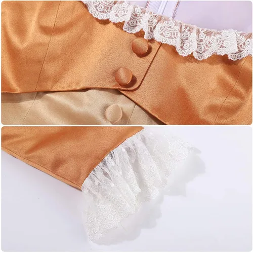 Vista 7 de Yejue Royal Colonial - Disfraz de princesa para niña, Hamilton Elizabeth Schuyler, Angelica Peggy Cosplay Kid Victorian Dress