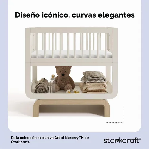 Vista 3 de Storkcraft Santorini Deluxe - Cuna convertible 3 en 1, color escarchado Avena esmerilada