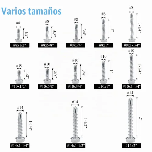Vista 3 de DYWISHKEY 320 piezas de acero inoxidable 410 #8#10#14 cabeza de arandela hexagonal autoperforantes tornillos de chapa metálica kit surtido
