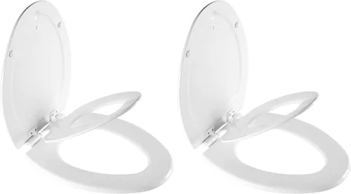 Vista 15 de Mayfair NextStep2 - Asiento de inodoro de cierre lento con asiento para orinal integrado para niños pequeños, desmontable, color blanco, redondo