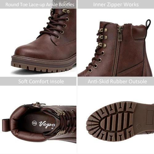 Vista 5 de Vepose Botines de mujer 9609 para mujer, botines de combate con cordones para mujer 2.0