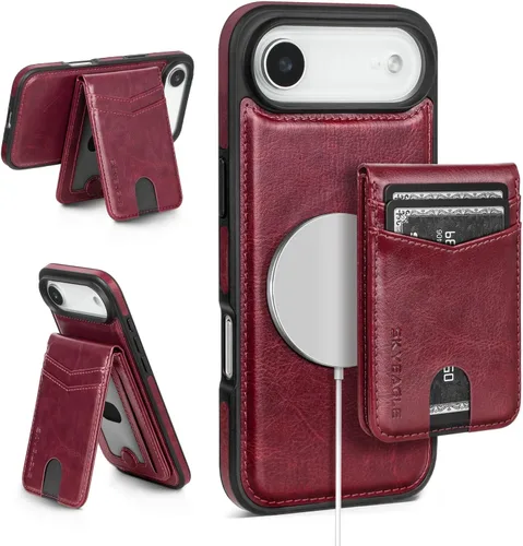 Vista 101 de SkyEagle - Funda tipo cartera compatible con MagSafe para iPhone 11, color negro Detachable Magnetic Credit Card Holder,RFID Blocking,PU