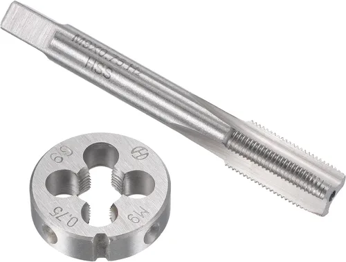 Vista 11 de uxcell M8 x 0.020 in Juego de llaves métricas y troqueles, rosca de máquina con troquel de roscado redondo, kit de grifo y troquelado