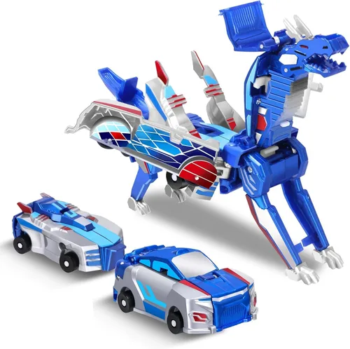 Vista 9 de Juguete transformador definitivo de coche de unicornio – Colisión con unicornios mágicos! 2 piezas de coche transformador robot para niños Azul
