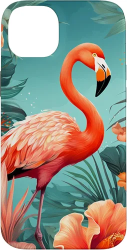 Vista 20 de Tropical Pink Flamingo Teal Orange Wildflower Palm Leaves Case for iPhone 17