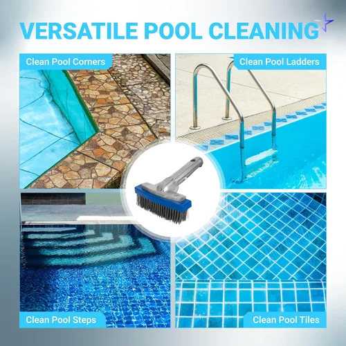 Vista 6 de BlueStars Cepillo de piscina resistente de 5 pulgadas con alambre de cerdas de acero inoxidable y mango de aluminio de 5 pulgadas, adecuado