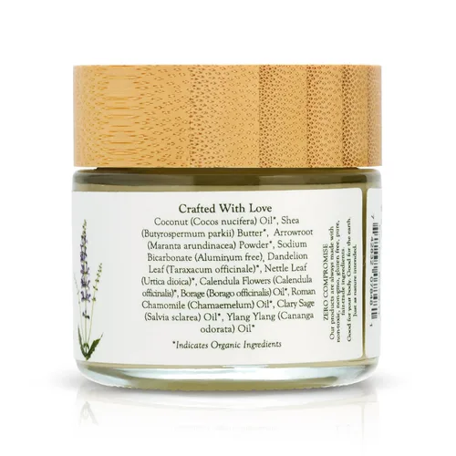 Vista 2 de Desodorante puro y orgánico para mujeres y hombres, desodorante sin aluminio, sin parabenos, vegano, manzanilla romana, salvia clara, ylang ylang