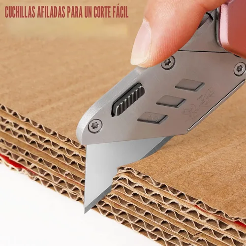 Vista 2 de DIYSELF Paquete de 50 Cuchillas para Cuchillo Utilitario, Cuchillas Cortadoras de Caja de Acero SK5 con Dispensador, Cuchillas Estándar