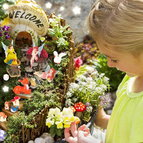 Vista 4 de Wenqik 26 piezas de figuras de hadas en miniatura, mini accesorios de jardín, pequeñas hadas, decoración de mini diorama de jardín, kit de micro