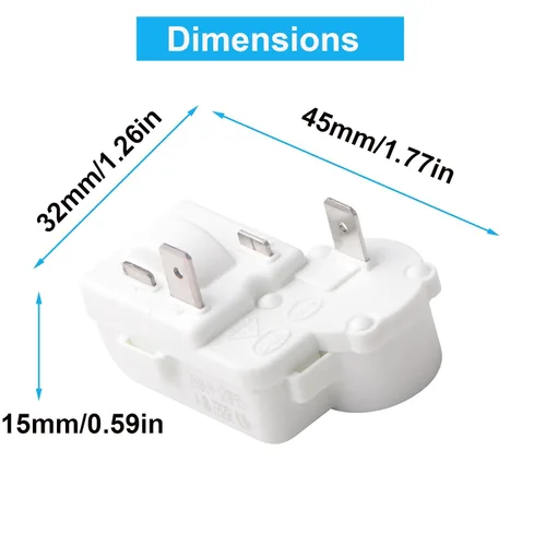 Vista 2 de Jingzan Paquete de 2 compresores de refrigerador de 2 pines, relé de arranque PTC, protector de carga para Danby Haier Midea Mini refrigerador