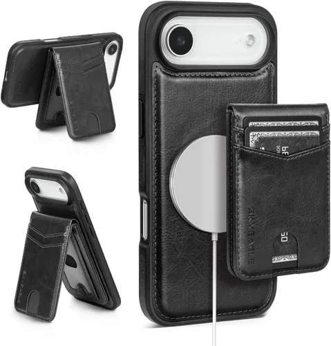 Vista 84 de SkyEagle - Funda tipo cartera compatible con MagSafe para iPhone 11, color negro Detachable Magnetic Credit Card Holder,RFID Blocking,PU