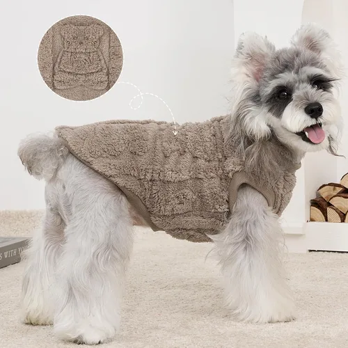 Vista 5 de XPUDAC Paquete de 3 sudaderas para perro, abrigo de invierno para perro con lindos patts, suéter de forro polar elástico para perros pequeños