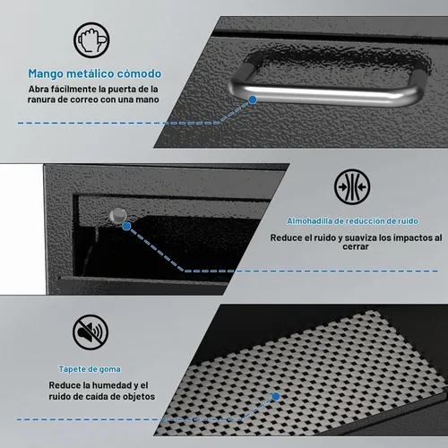 Vista 6 de Caja fuerte de buzón de pared con cerradura para negocios - Caja de seguridad resistente de 1.2mm con código - Caja de seguridad vertical a prueba
