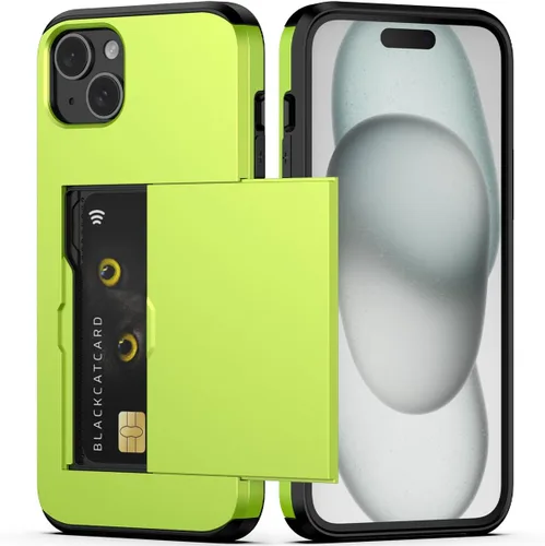 Vista 65 de Nvollnoe Compatible con iPhone 15 Funda con ranura para tarjetas, resistente, protectora de doble capa, a prueba de golpes, ranura oculta