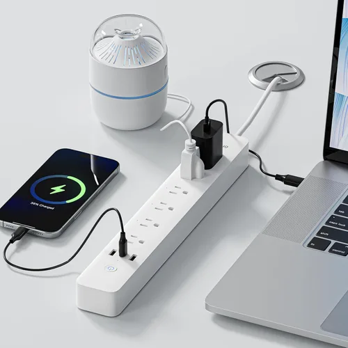 Vista 5 de GHome Smart Regleta de alimentación, protector de sobretensiones WiFi con 6 tomas controladas individualmente, 3 puertos USB, compatible con Alexa